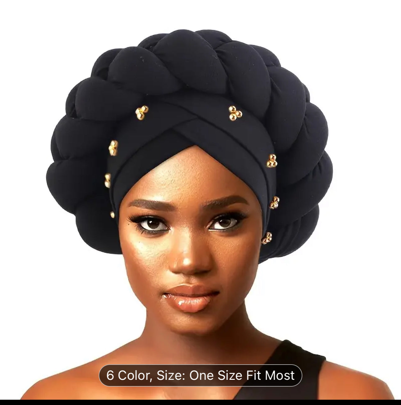 Golden Beaded Large Turbans For wedding Boho Solid Color Head Wraps Ramadan Headscarf Beanies Hats