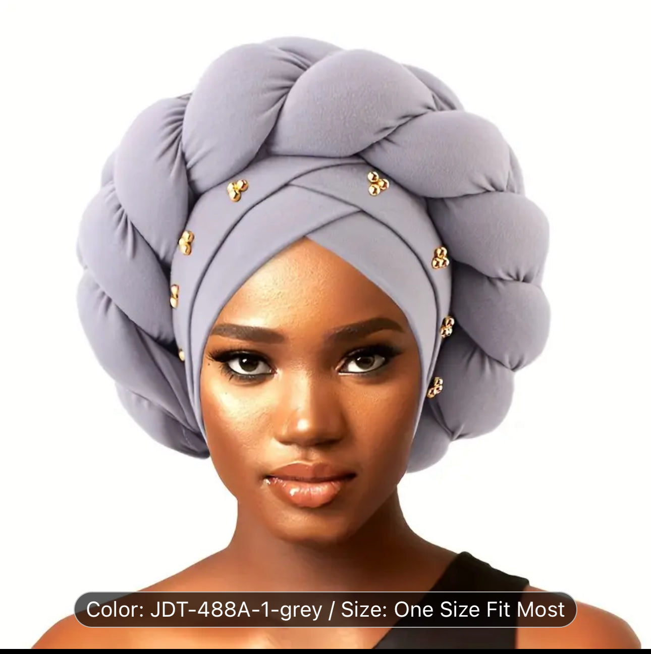 Golden Beaded Large Turbans For wedding Boho Solid Color Head Wraps Ramadan Headscarf Beanies Hats