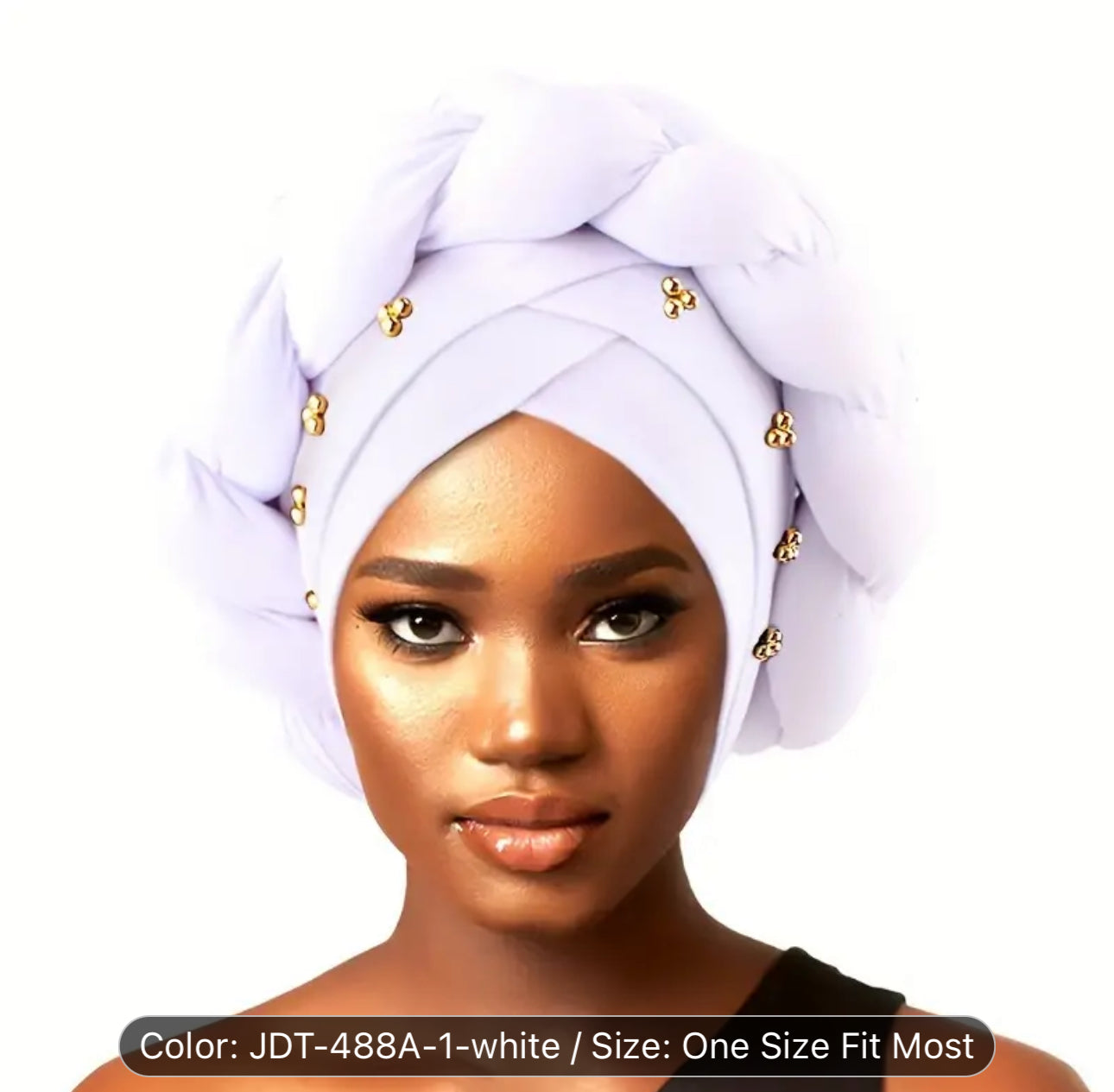 Golden Beaded Large Turbans For wedding Boho Solid Color Head Wraps Ramadan Headscarf Beanies Hats