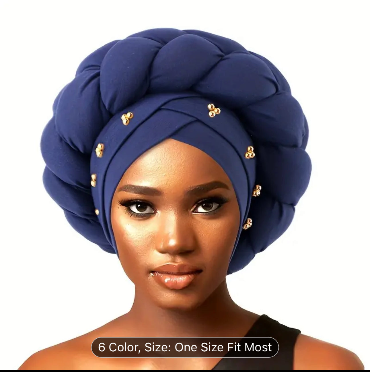 Golden Beaded Large Turbans For wedding Boho Solid Color Head Wraps Ramadan Headscarf Beanies Hats